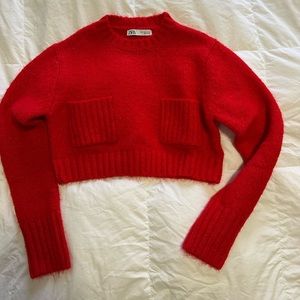 Zara red cropped sweater